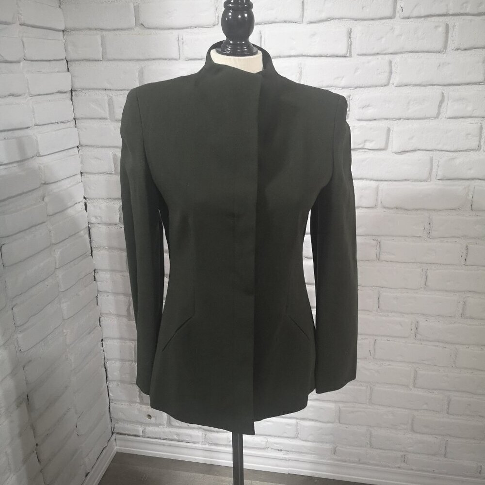 Jones New York Ladies Size 6 Dark Green 100% Wool Fully Lined Blazer